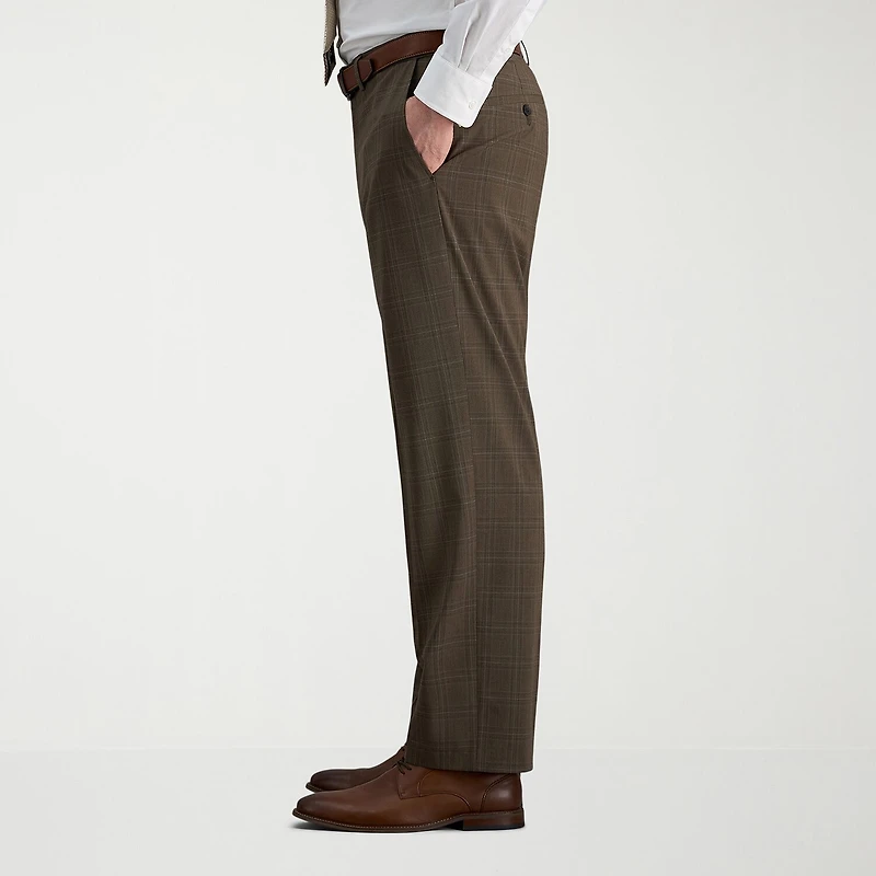 Haggar JMH Mens Stretch Fabric Classic Fit Plaid Flat Front Suit Pant