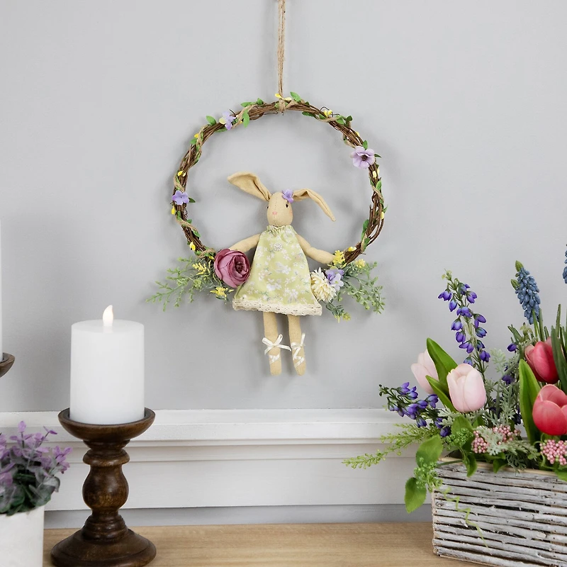 Northlight 10" Girl Bunny Artificial Floral Wreath