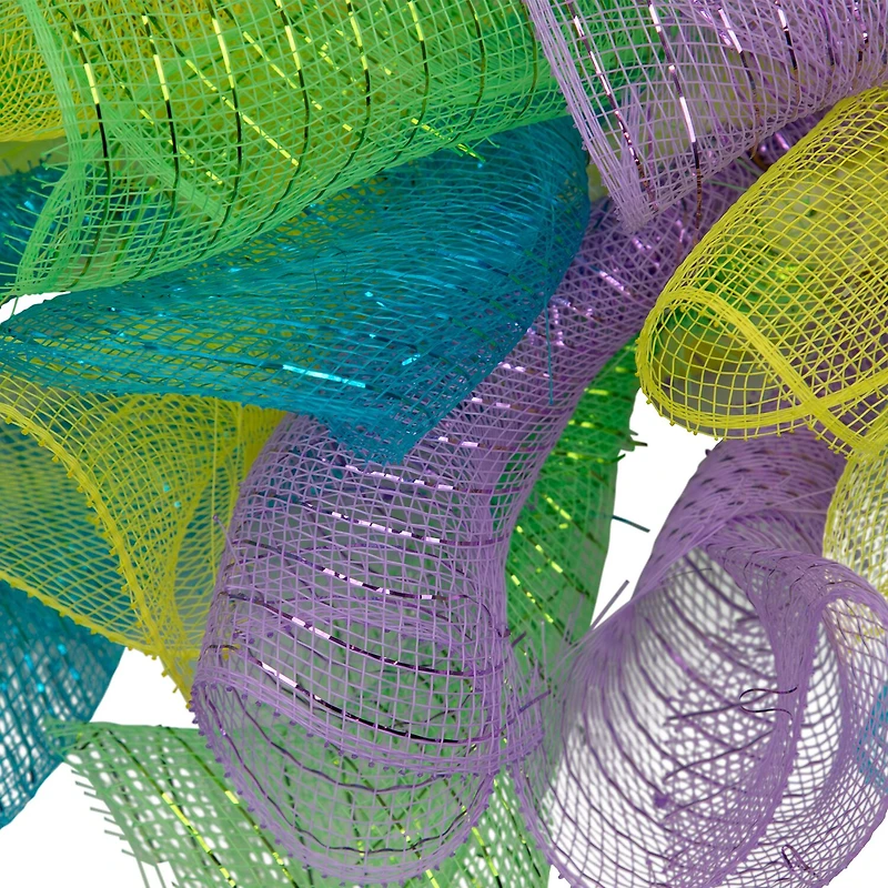 Northlight 24" Pastel Deco Mesh Ribbon Bunny Wreath