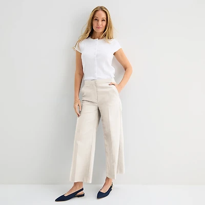 Liz Claiborne Womens Wide Leg Mid Rise Trouser