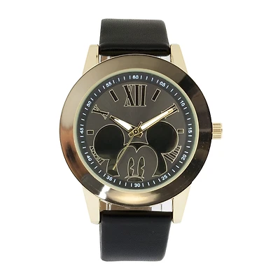 Disney Mickey Mouse Womens Black Dial Black Strap Watch