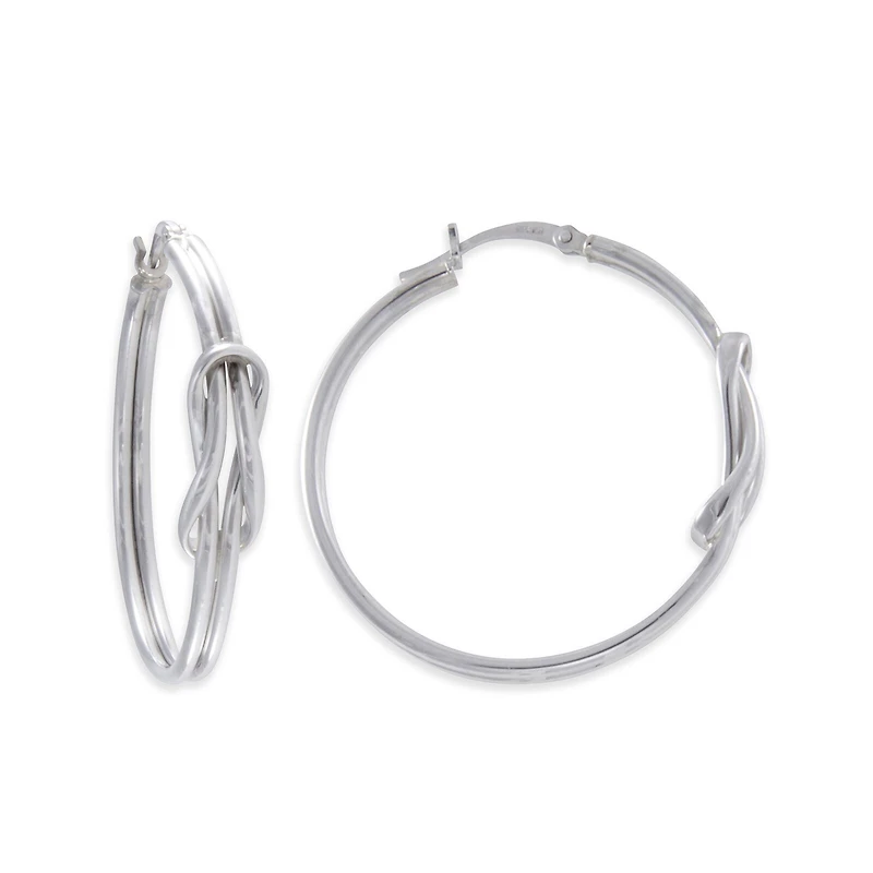 Sterling Silver Knot Design Hoop Earrings