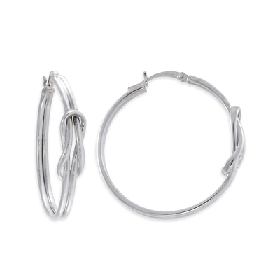 Sterling Silver Knot Design Hoop Earrings