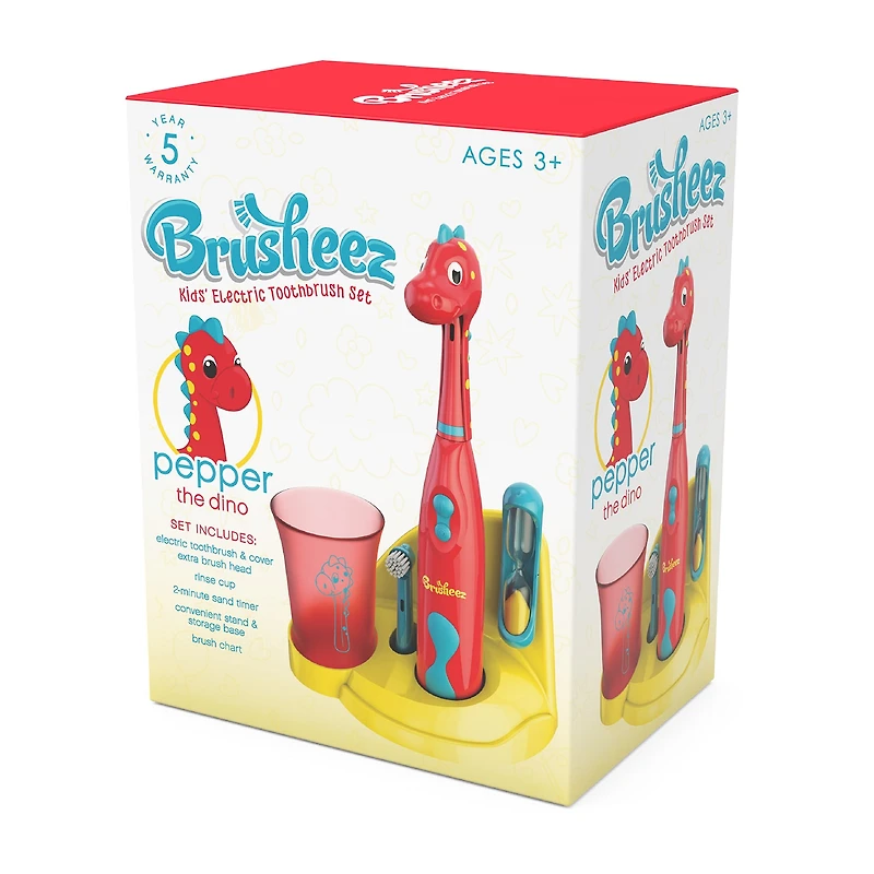 Brusheez Kid's Electric Toothbrush Set - Pepper the Dinosaur