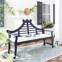 Azusa Carved Detail Wood Patio Bench
