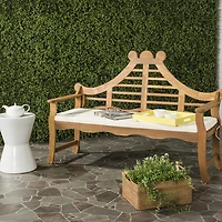 Azusa Carved Detail Wood Patio Bench