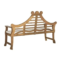 Azusa Carved Detail Wood Patio Bench