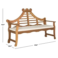 Azusa Carved Detail Wood Patio Bench