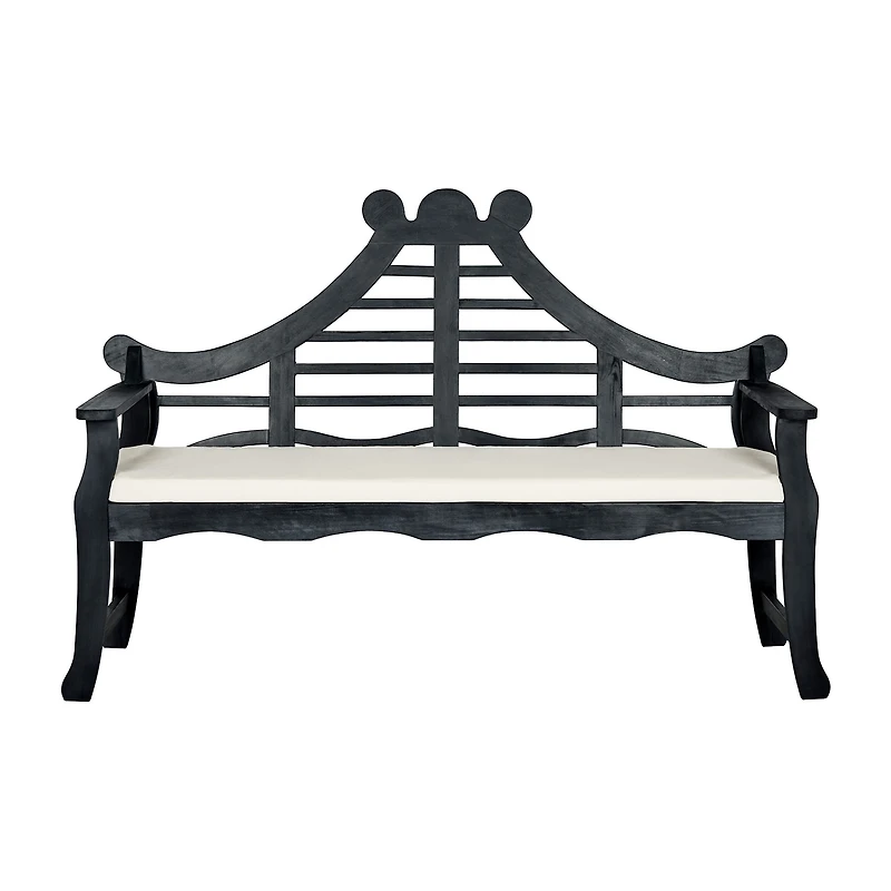 Azusa Carved Detail Wood Patio Bench