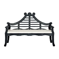 Azusa Carved Detail Wood Patio Bench