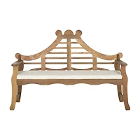 Azusa Carved Detail Wood Patio Bench
