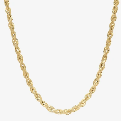 Unisex Adult 10K Gold 24 Inch Rope Chain Necklace