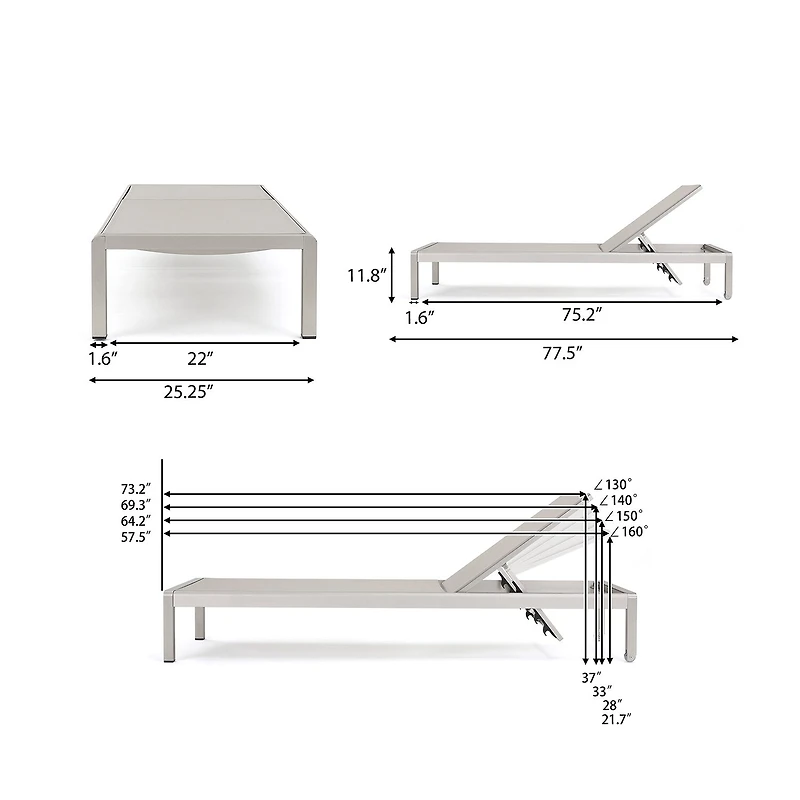 Cape Lounge Chair Adjustable 4-pc. Lounge Chair