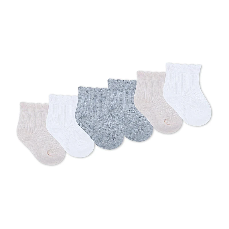 Huggies Baby Girls Multi-Pack 6 Pair Quarter Ankle Socks