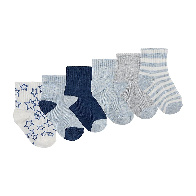 Huggies Baby Boys Multi-Pack 6 Pair Quarter Ankle Socks