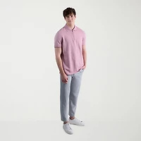 Haggar Premium Comfort Houndstooth Mens Regular Fit Short Sleeve Polo Shirt