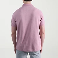 Haggar Premium Comfort Houndstooth Mens Regular Fit Short Sleeve Polo Shirt