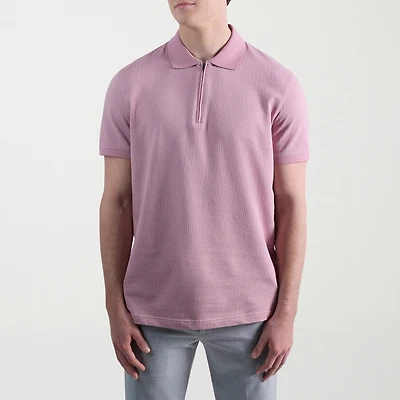 Haggar Premium Comfort Houndstooth Mens Regular Fit Short Sleeve Polo Shirt