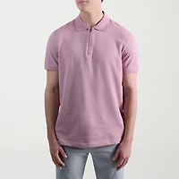 Haggar Premium Comfort Houndstooth Mens Regular Fit Short Sleeve Polo Shirt
