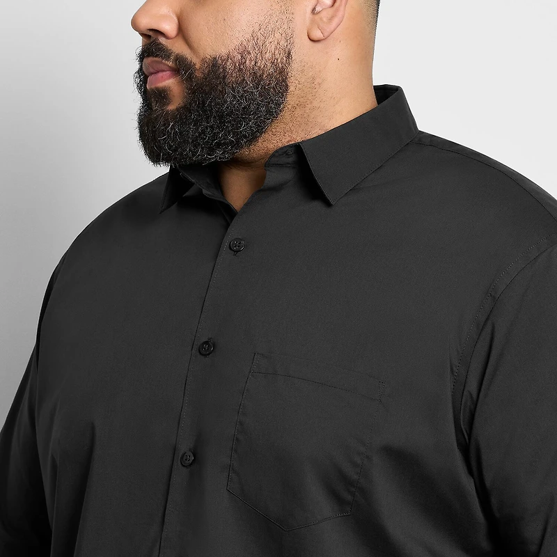 Van Heusen Everyday Defense Stain Shield Mens Short Sleeve Regular Fit Wrinkle Free Big and Tall Button-Down Shirt