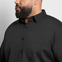 Van Heusen Everyday Defense Stain Shield Mens Short Sleeve Regular Fit Wrinkle Free Big and Tall Button-Down Shirt