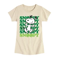 Big Kid Girls Round Neck Short Sleeve Regular Fit Snoopy Graphic T-Shirt