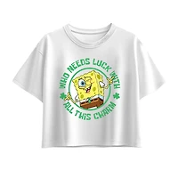 Big Kid Girls Round Neck Short Sleeve Regular Fit Spongebob Graphic T-Shirt