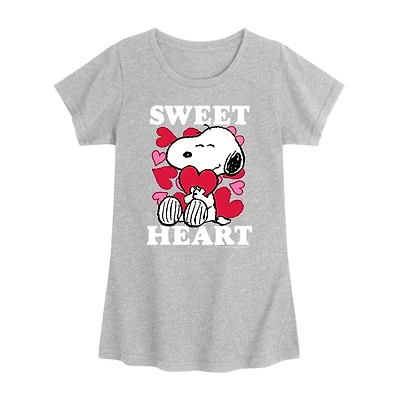 Big Kid Girls Round Neck Short Sleeve Regular Fit Snoopy Graphic T-Shirt