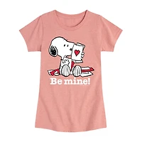 Big Kid Girls Round Neck Short Sleeve Regular Fit Snoopy Graphic T-Shirt