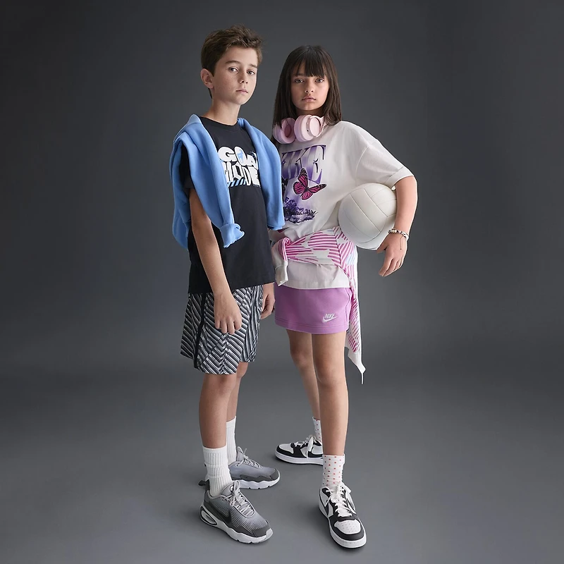 Nike Club Big Kid Girls Crew Neck Short Sleeve Oversized Graphic T-Shirt