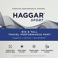 Haggar Sport Travel Performance Mens Straight Fit Big and Tall Flat Front Pant