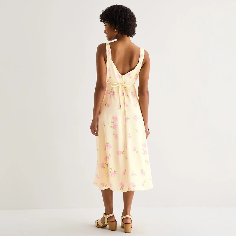 by&by Womens Juniors Sleeveless Floral Midi Slip Dress