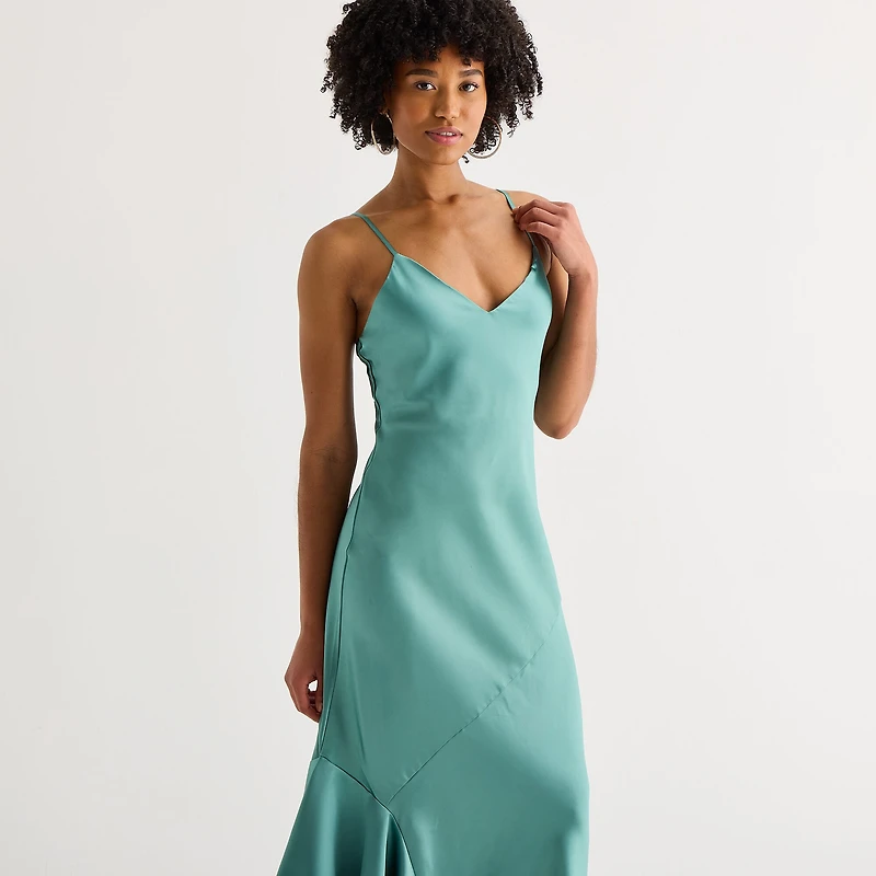 Emerald Sundae Womens Juniors Sleeveless Slip Dress