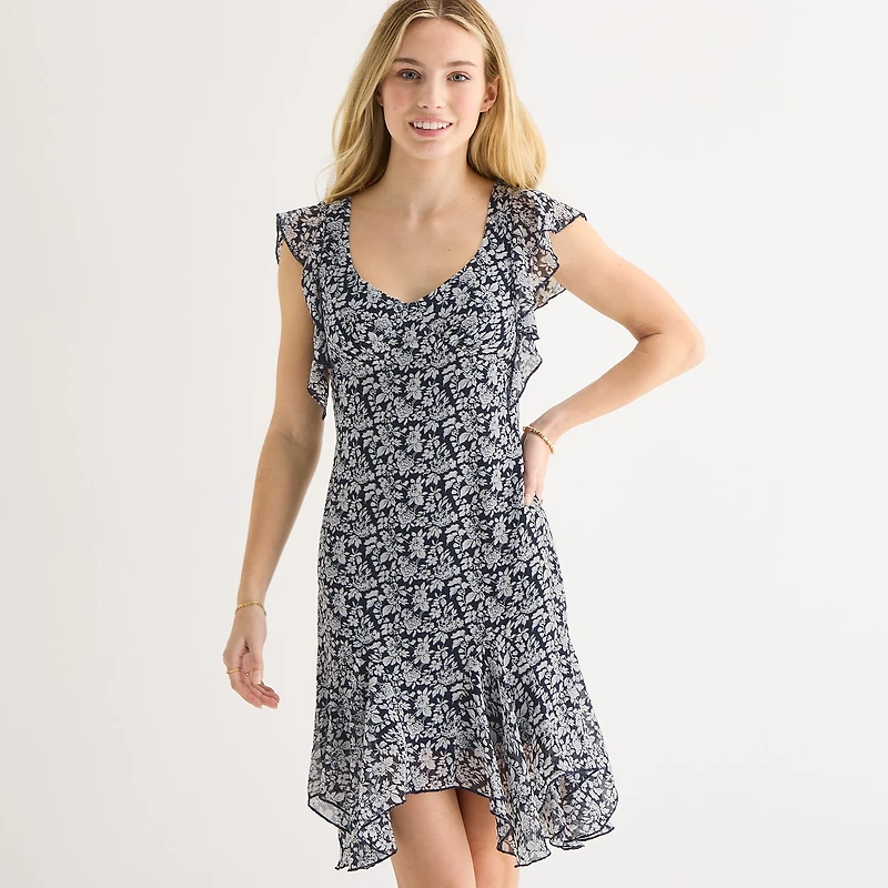 Emerald Sundae Womens Juniors Sweetheart Neck Short Sleeve Babydoll Dress