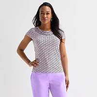 Black Label by Evan-Picone Womens Cowl Neck Short Sleeve Blouse