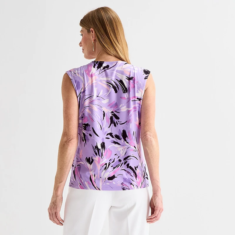 Black Label by Evan-Picone Womens Keyhole Neck Sleeveless Blouse