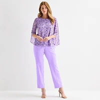 Black Label by Evan-Picone Womens Round Neck 3/4 Sleeve Blouse