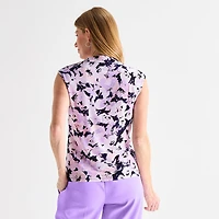 Black Label by Evan-Picone Womens Cowl Neck Short Sleeve Blouse