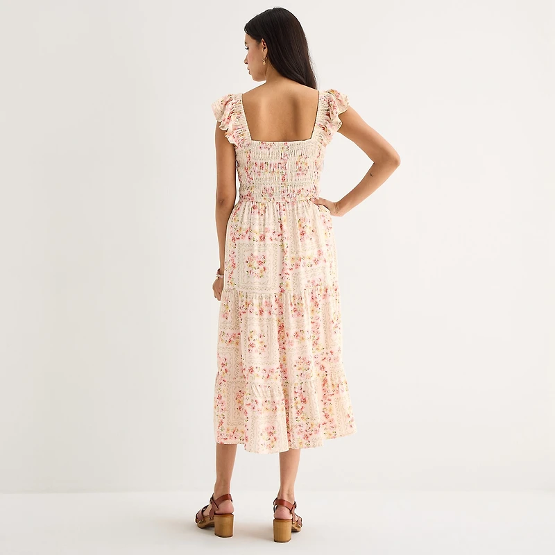 Arizona Womens Juniors Midi Sleeveless Peasant Dress