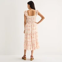 Arizona Womens Juniors Midi Sleeveless Peasant Dress