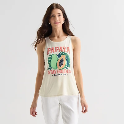 St. John's Bay Womens Round Neck Sleeveless Tank Top