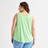 St. John's Bay Womens Plus Round Neck Sleeveless Tank Top