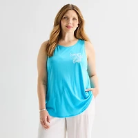 St. John's Bay Womens Plus Round Neck Sleeveless Tank Top