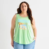 St. John's Bay Womens Plus Round Neck Sleeveless Tank Top
