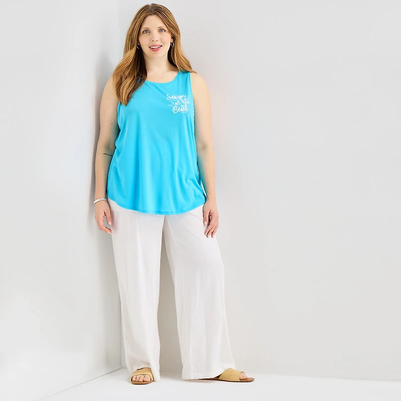 St. John's Bay Womens Plus Round Neck Sleeveless Tank Top