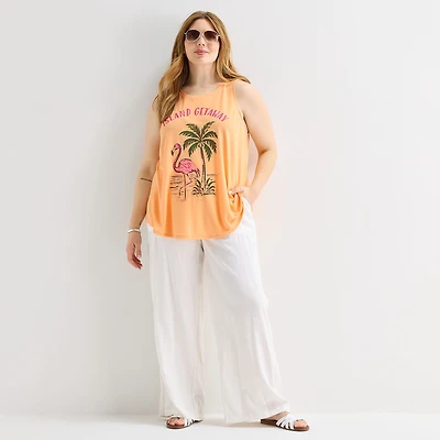 St. John's Bay Womens Plus Round Neck Sleeveless Tank Top