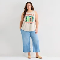 St. John's Bay Womens Plus Round Neck Sleeveless Tank Top