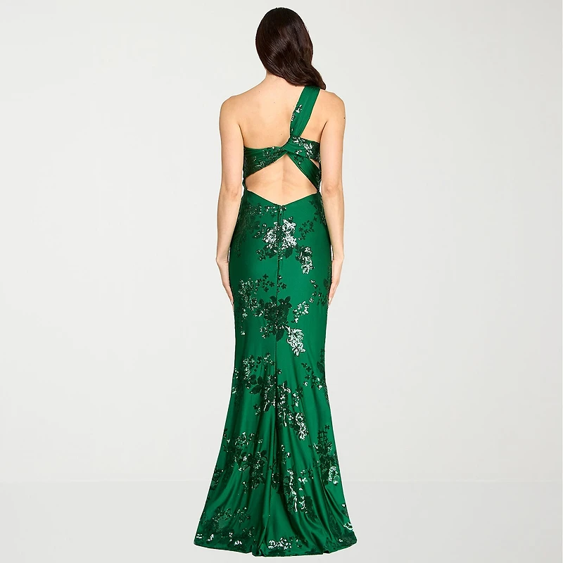 City Triangle Womens Juniors Asymmetrical Neck Sleeveless One Shoulder Embellished Sequin Bodycon Dress