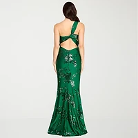 City Triangle Womens Juniors Asymmetrical Neck Sleeveless One Shoulder Embellished Sequin Bodycon Dress