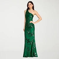 City Triangle Womens Juniors Asymmetrical Neck Sleeveless One Shoulder Embellished Sequin Bodycon Dress